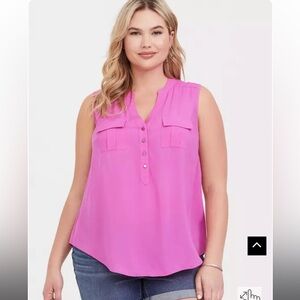 Torrid Harper Challis Pullover Sleeveless raspberry Blouse size 2X
